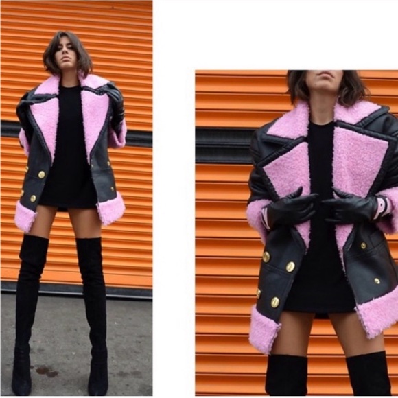 Kenzo Black and Pink Shearling Leather Jacket - Picture 2 of 8